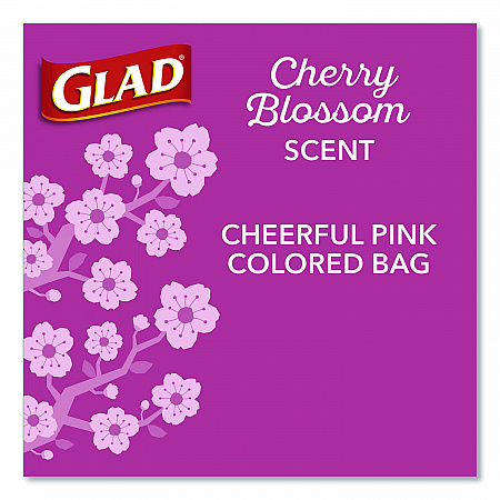 OdorShield Small Drawstring Trash Bags, 4 gal, Cherry Blossom Scent, 0.5 mil, 18