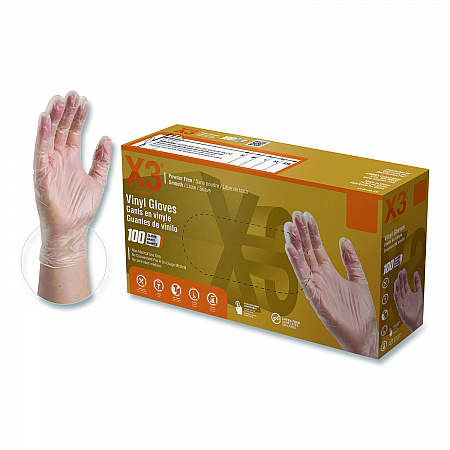 Industrial Vinyl Gloves, Powder-Free, Small, 3 mil Thick, 9.5