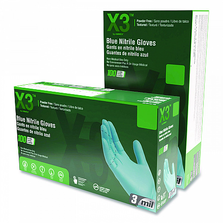 Industrial Nitrile Gloves, Powder-Free, X-Large, 3 mil Thick, 9.5