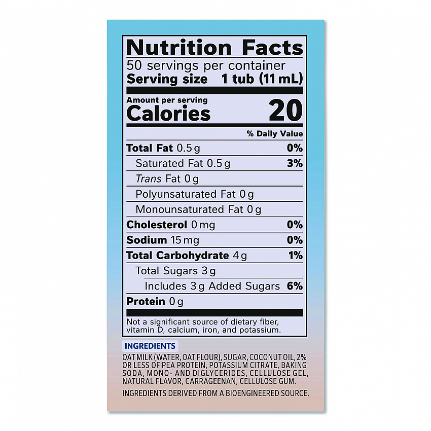 Plant-Based Oat Milk Liquid Creamers, Natural Vanilla, 0.38 oz Mini Cups, 50/Box (19891BX)