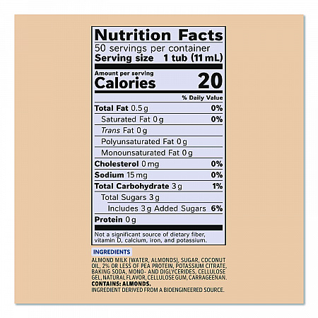 Plant-Based Almond Milk Non-Dairy Liquid Creamer Singles, Natural Vanilla, 0.38 oz Mini Cups, 50/Box (42258BX)