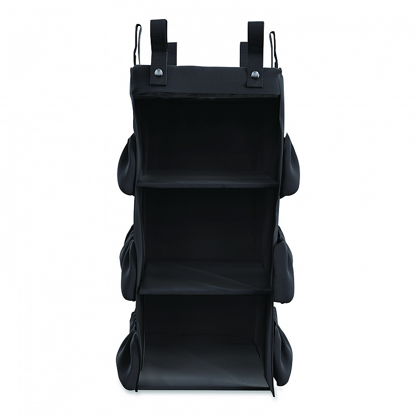 3-Sided Hanging Bag with Shelves for Suncast Commercial HKC1000/HKC2000 Housekeeping Carts, 25.4 gal, 15.7 x 12.4 x 30, Black (HKCBAG03D)