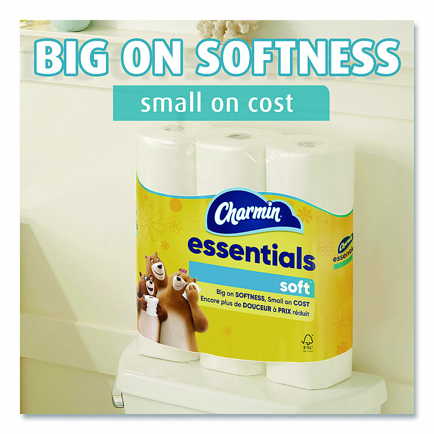 Essentials Soft Bathroom Tissue, Septic Safe, 2-Ply, White, 330 Sheets/Roll, 9 Rolls/Pack, 4 Packs/Carton (04536)