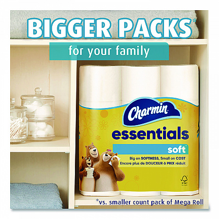 Essentials Soft Bathroom Tissue, Septic Safe, 2-Ply, White, 330 Sheets/Roll, 9 Rolls/Pack, 4 Packs/Carton (04536)