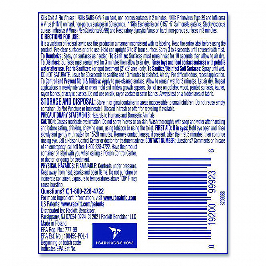 Disinfectant Spray To Go, Crisp Linen Scent, 1.5 oz, Aerosol Spray (1920099923)