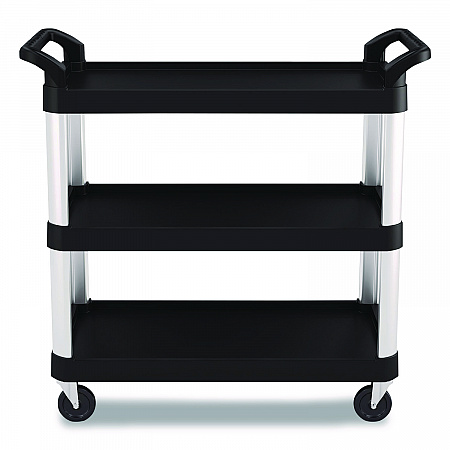 Three-Shelf Service Cart, Metal/Plastic, 3 Shelves, 300 lb Capacity, 20