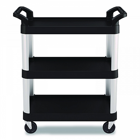 Three-Shelf Service Cart, Metal/Plastic, 3 Shelves, 300 lb Capacity, 20