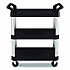 Three-Shelf Service Cart, Metal/Plastic, 3 Shelves, 300 lb Capacity, 20
