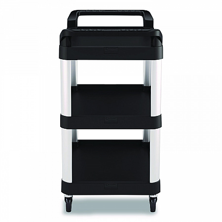 Three-Shelf Service Cart, Metal/Plastic, 3 Shelves, 300 lb Capacity, 20