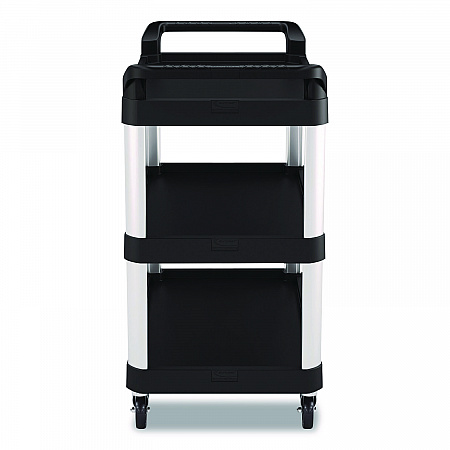 Three-Shelf Service Cart, Metal/Plastic, 3 Shelves, 300 lb Capacity, 20