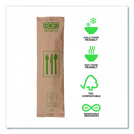 Wood Cutlery, General Purpose, Fork/Knife/Napkin/Spoon, Natural, 500/Carton (EPS215)