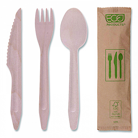 Wood Cutlery, General Purpose, Fork/Knife/Napkin/Spoon, Natural, 500/Carton (EPS215)