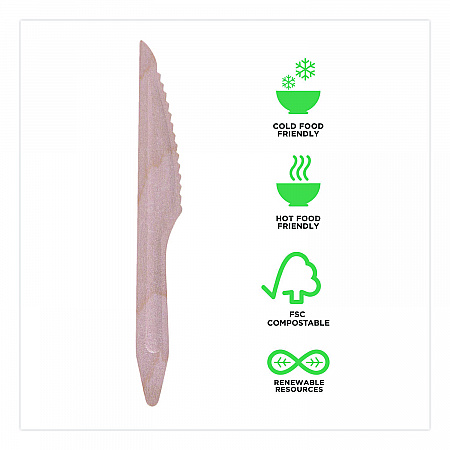 Wood Cutlery, General Purpose Knife, Natural, 500/Carton (EPS211W)
