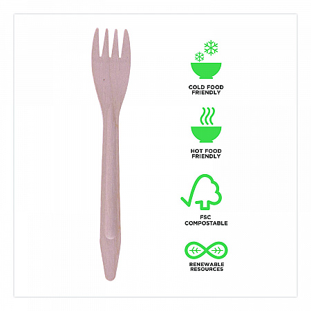 Wood Cutlery, General Purpose Fork, Natural, 500/Carton (EPS212W)