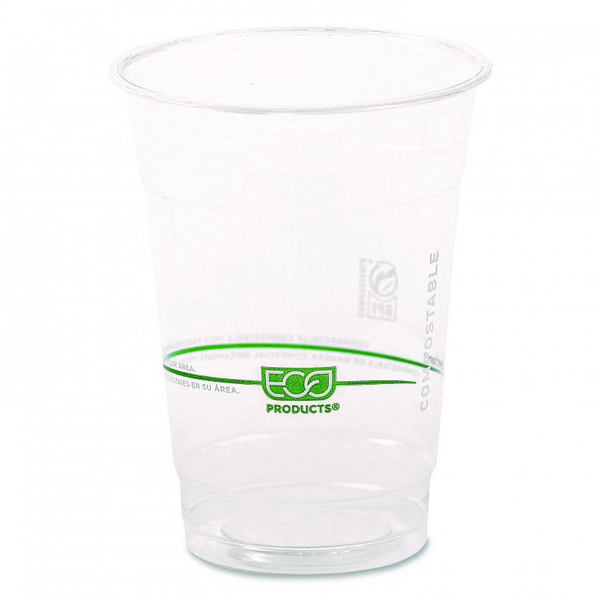 GreenStripe Renewable and Compostable Cold Cups Convenience Pack, 16 oz, Plastic, Clear, 50/Pack (EPCC16GSPK)