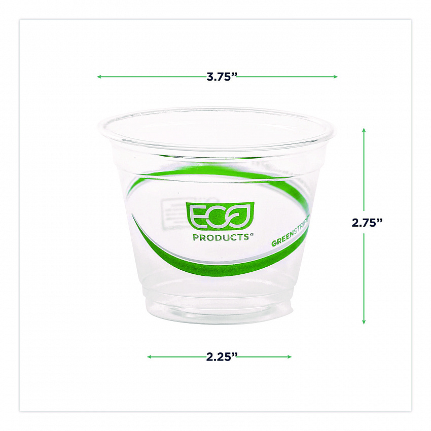GreenStripe Renewable and Compostable Cold Cups, 9 oz, Plastic, Clear, 50/Pack, 20 Packs/Carton (EPCC9SGS)