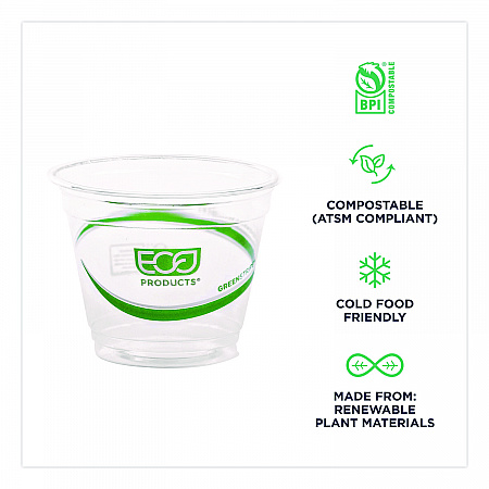 GreenStripe Renewable and Compostable Cold Cups, 9 oz, Plastic, Clear, 50/Pack, 20 Packs/Carton (EPCC9SGS)