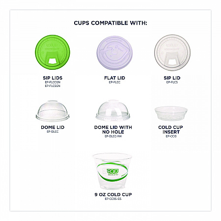 GreenStripe Renewable and Compostable Cold Cups, 9 oz, Plastic, Clear, 50/Pack, 20 Packs/Carton (EPCC9SGS)