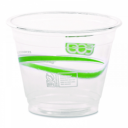GreenStripe Renewable and Compostable Cold Cups, 9 oz, Plastic, Clear, 50/Pack, 20 Packs/Carton (EPCC9SGS)