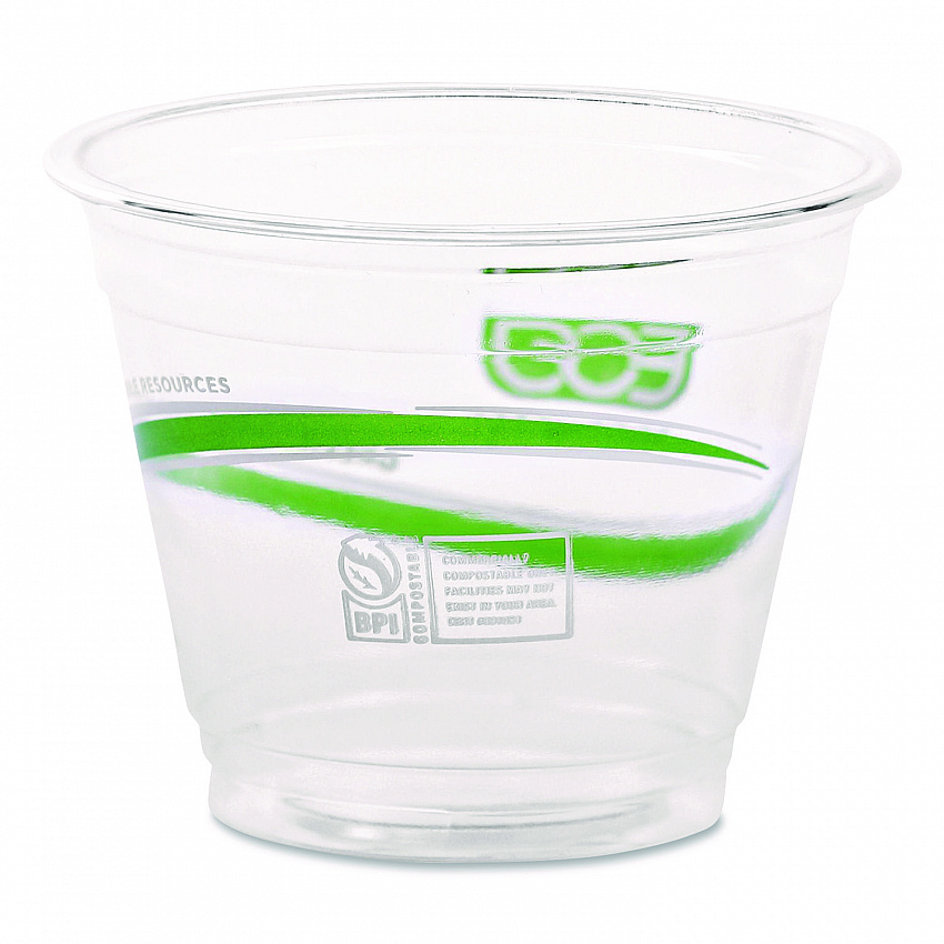 GreenStripe Renewable and Compostable Cold Cups, 9 oz, Plastic, Clear, 50/Pack, 20 Packs/Carton (EPCC9SGS)