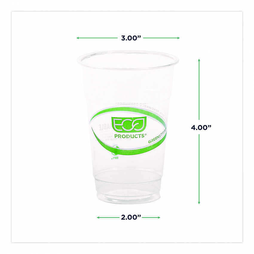 GreenStripe PLA Cold Cups, 10 oz, Plastic, Clear, 1,000/Carton (EPCC10GS)