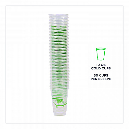 GreenStripe PLA Cold Cups, 10 oz, Plastic, Clear, 1,000/Carton (EPCC10GS)