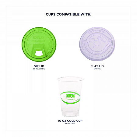 GreenStripe PLA Cold Cups, 10 oz, Plastic, Clear, 1,000/Carton (EPCC10GS)