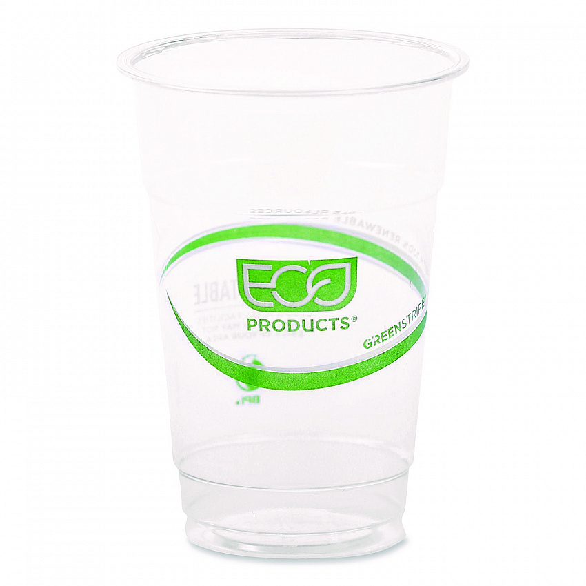 GreenStripe PLA Cold Cups, 10 oz, Plastic, Clear, 1,000/Carton (EPCC10GS)