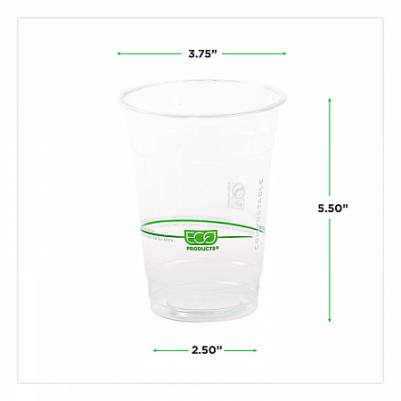 GreenStripe Renewable and Compostable Cold Cups Convenience Pack, 16 oz, Plastic, Clear, 50/Pack (EPCC16GSPK)