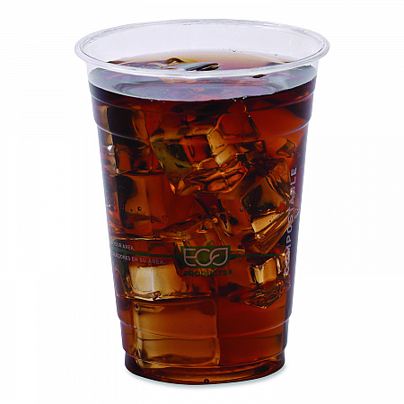 GreenStripe Renewable and Compostable Cold Cups Convenience Pack, 16 oz, Plastic, Clear, 50/Pack (EPCC16GSPK)