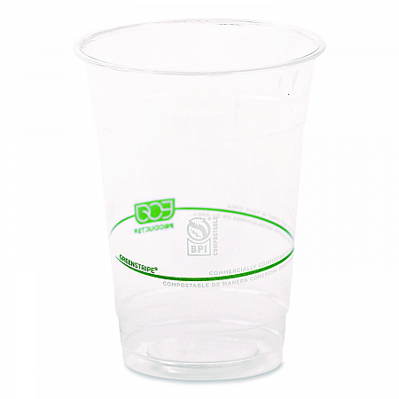GreenStripe Renewable and Compostable Cold Cups Convenience Pack, 16 oz, Plastic, Clear, 50/Pack (EPCC16GSPK)