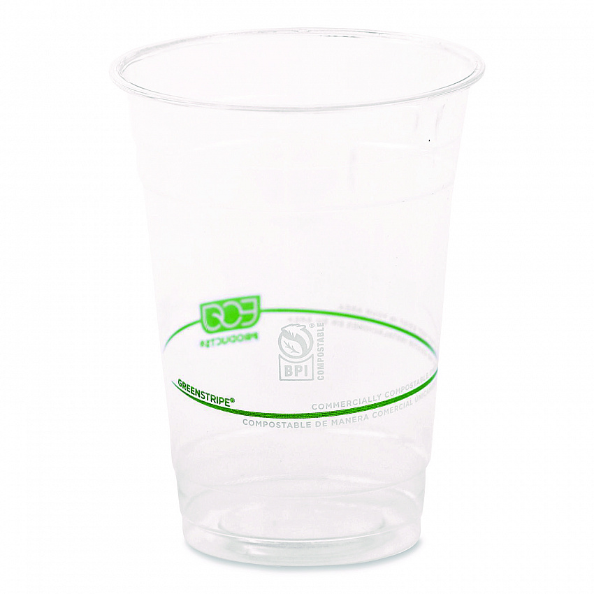 GreenStripe Renewable and Compostable Cold Cups Convenience Pack, 16 oz, Plastic, Clear, 50/Pack (EPCC16GSPK)