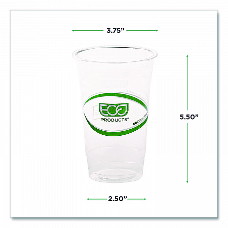 GreenStripe Renewable and Compostable Cold Cups, 20 oz, Plastic, Clear, 50/Pack, 20 Packs/Carton (EPCC20GS)