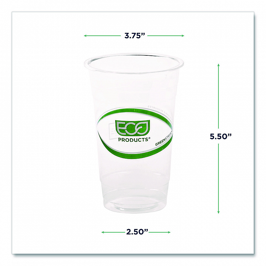 GreenStripe Renewable and Compostable Cold Cups, 20 oz, Plastic, Clear, 50/Pack, 20 Packs/Carton (EPCC20GS)
