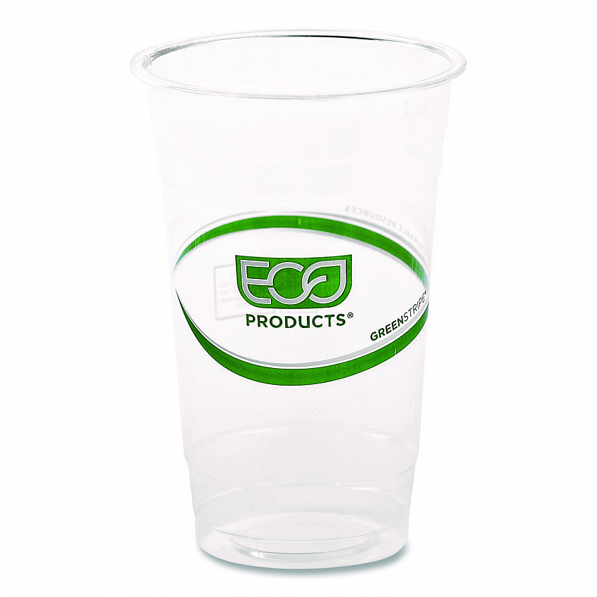 GreenStripe Renewable and Compostable Cold Cups, 20 oz, Plastic, Clear, 50/Pack, 20 Packs/Carton (EPCC20GS)