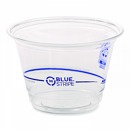 BlueStripe 25% Recycled Content Cold Cups, 9 oz, Plastic, Clear/Blue, 50/Pack, 20 Packs/Carton (EPCR9)