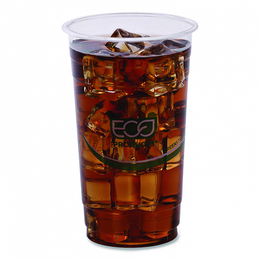 GreenStripe Renewable and Compostable PLA Cold Cups, 24 oz, Plastic, Clear, 50/Pack, 20 Packs/Carton (EPCC24GS)