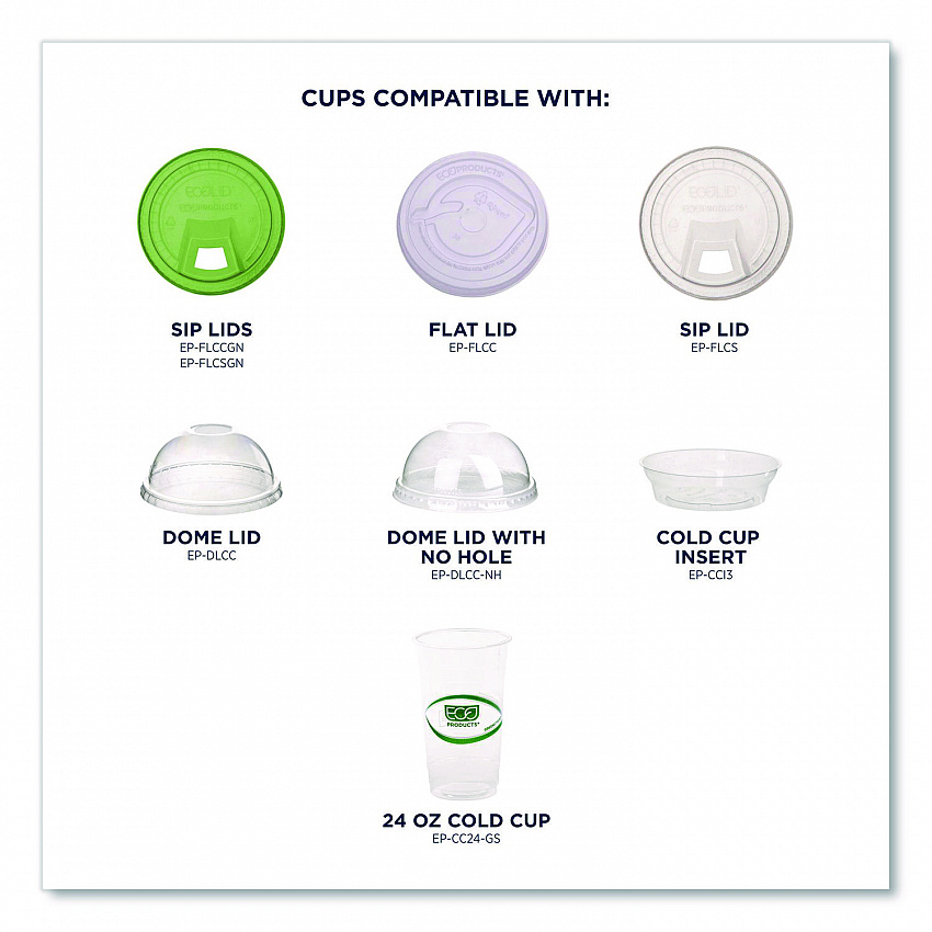 GreenStripe Renewable and Compostable PLA Cold Cups, 24 oz, Plastic, Clear, 50/Pack, 20 Packs/Carton (EPCC24GS)