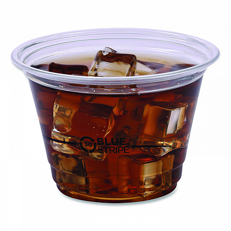 BlueStripe 25% Recycled Content Cold Cups, 9 oz, Plastic, Clear/Blue, 50/Pack, 20 Packs/Carton (EPCR9)