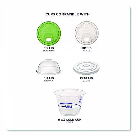 BlueStripe 25% Recycled Content Cold Cups, 9 oz, Plastic, Clear/Blue, 50/Pack, 20 Packs/Carton (EPCR9)