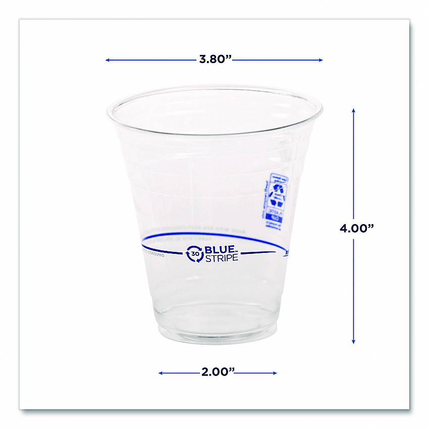 BlueStripe 25% Recycled Content Cold Cups, 12 oz, Plastic, Clear/Blue, 50/Pack, 20 Packs/Carton (EPCR12)