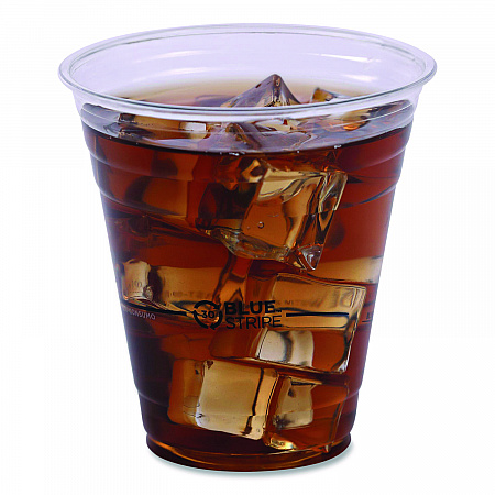 BlueStripe 25% Recycled Content Cold Cups, 12 oz, Plastic, Clear/Blue, 50/Pack, 20 Packs/Carton (EPCR12)