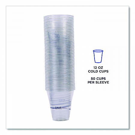 BlueStripe 25% Recycled Content Cold Cups, 12 oz, Plastic, Clear/Blue, 50/Pack, 20 Packs/Carton (EPCR12)