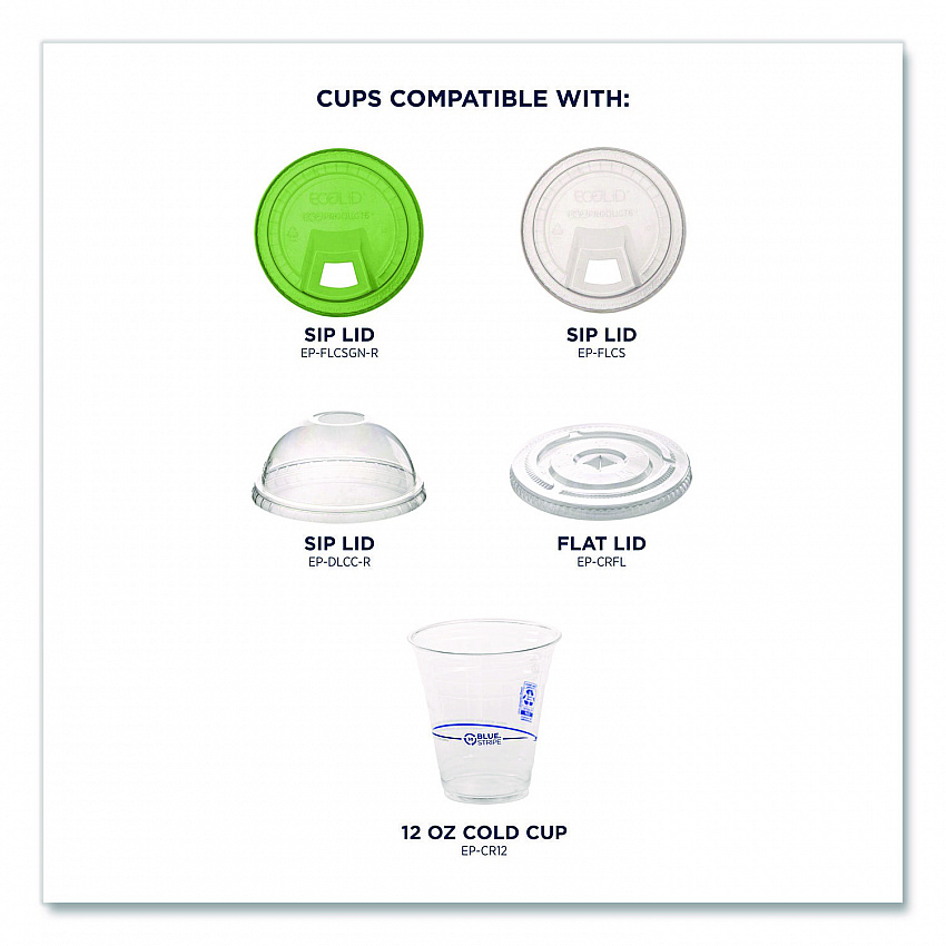 BlueStripe 25% Recycled Content Cold Cups, 12 oz, Plastic, Clear/Blue, 50/Pack, 20 Packs/Carton (EPCR12)