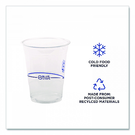 BlueStripe 25% Recycled Content Cold Cups, 16 oz, Plastic, Clear/Blue, 50/Pack, 20 Packs/Carton (EPCR16)