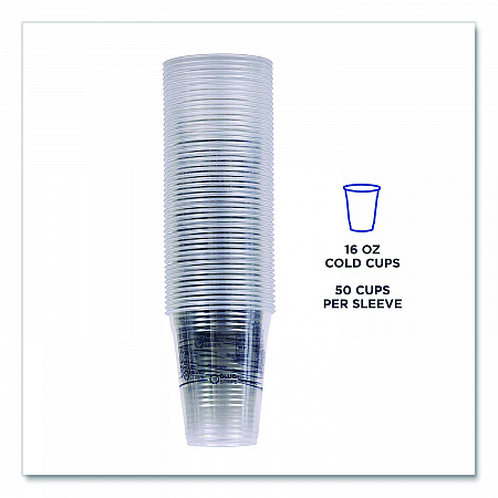 BlueStripe 25% Recycled Content Cold Cups, 16 oz, Plastic, Clear/Blue, 50/Pack, 20 Packs/Carton (EPCR16)