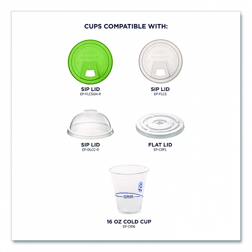 BlueStripe 25% Recycled Content Cold Cups, 16 oz, Plastic, Clear/Blue, 50/Pack, 20 Packs/Carton (EPCR16)