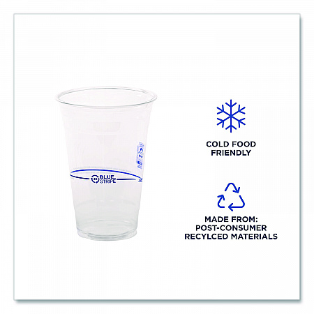 BlueStripe 25% Recycled Content Cold Cups, 20 oz, Plastic, Clear/Blue, 1,000/Carton (EPCR20)