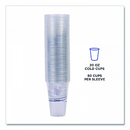 BlueStripe 25% Recycled Content Cold Cups, 20 oz, Plastic, Clear/Blue, 1,000/Carton (EPCR20)