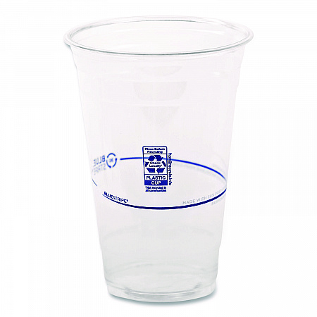 BlueStripe 25% Recycled Content Cold Cups, 20 oz, Plastic, Clear/Blue, 1,000/Carton (EPCR20)
